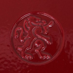 СИМА-ЛЕНД Сковорода-гриль чугунная Red, 27x5,5 см, с 2 сливами, пластиковая ручка, цвет красный
