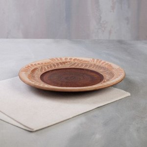 Тарелка "Ангоб", красная глина, 22 см
