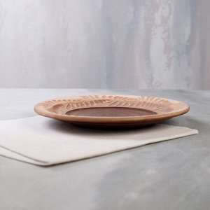 Тарелка "Ангоб", красная глина, 22 см