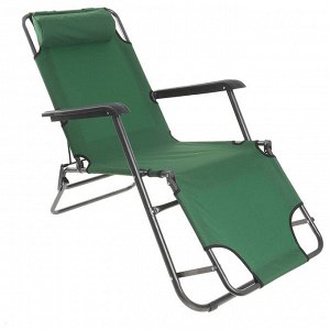 Кресло-шезлонг туристическое с подголовником, 153 х 60 х 79 см, до 100 кг, цвет зелёный