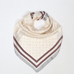Платок текстильный, цвет молочный/серый, размер 70х70