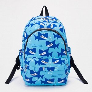 Рюкзак детский на молнии, цвет голубой