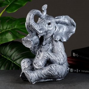 Копилка "Слон сидя" серебро, 37х24х29см