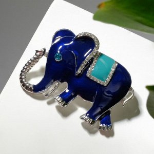 Брошь "Слон" цветная в серебре