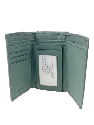 Женский кошелек с фермуаром из натуральной кожи, цвет светло зеленый