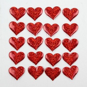 Сердечки декоративные, набор 20 шт., размер 1 шт: 3,5x2,5 см, цвет красный