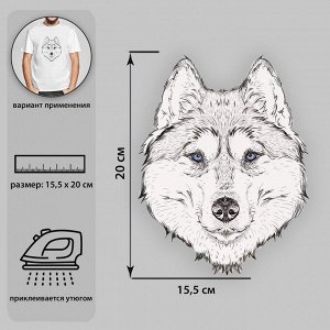 Термотрансфер «Волк», 15,5 ? 20 см, цвет чёрный/белый