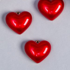 Декор для творчества металл "Красное сердце" 1,9х1,7 см