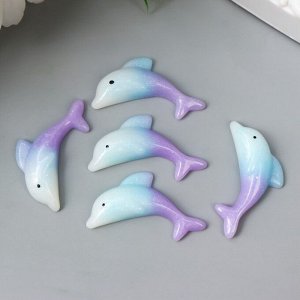 Декор для творчества пластик "Дельфин голубо-сиреневый" блеск 3,2х1,3 см