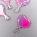 Декор для творчества пластик &quot;Сердечко ключик розово-сиреневый&quot; 2,7х2,4 см