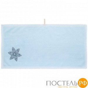850-331-62 полотенце снежинка,35х70. махра,голубой,вышивка,100% х\б 400гр\м, кружево