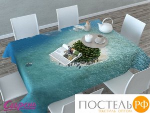 00267-СК-ГБ-003 Скатерть 3D 'Остров влюбленных', Габардин (100% полиэстер), 120х145 см, , упаковка: ПВХ