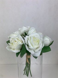 Цветы 103-116 Роза в букете  бел 25см пластик