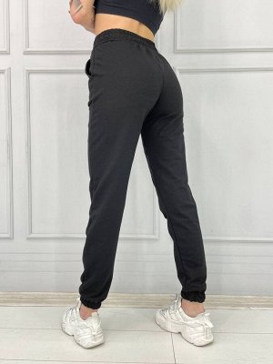 Спортивные штаны женские 4004 "Однотонные Резинки" Черные