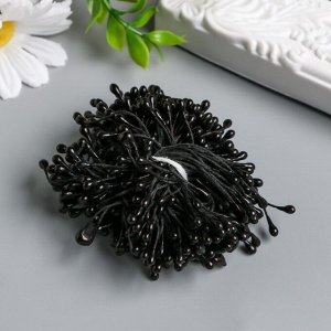 Тычинки для цветов "Капельки глянец чёрные" набор 300 шт длина 6 см