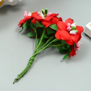 Цветы для декорирования "Ирис" красный 1 букет=6 цветов 9 см