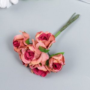 Цветы для декорирования "Роза Вестерленд" терракот 1 букет=6 цветов 10 см