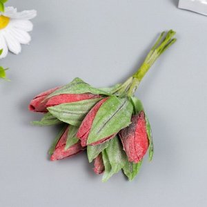 Цветы для декорирования "Заснеженные красные тюльпаны" 1 букет=6 цветов 14 см