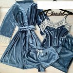 Пижама(халат,майка, шорты и брюки)