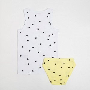 Комплект (майка, трусы) для девочки, цвет белый/жёлтый,