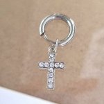 Моносерьга из стали со съёмной подвеской &quot;Крест&quot;, цвет серебристый, арт.018.241