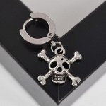Моносерьга из стали с подвеской &quot;Череп&quot;, цвет серебристый, арт.018.259