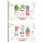 Скетчбук-блокнот для акварели 20л., А5 ArtSpace &quot;Cute plants&quot;, на гребне, 180г/м2