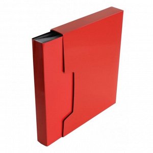 Папка c 80 вкладышами А4, 700 мкм,  DeLuxe, 40 мм, в коробке, красная