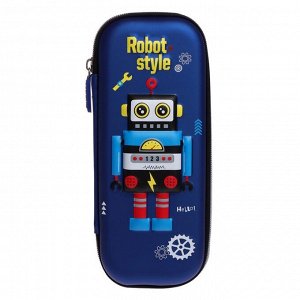 Пенал школьный 3D "Робот" на молнии, синий