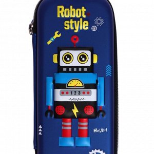 Пенал школьный 3D "Робот" на молнии, синий