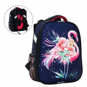 Рюкзак каркасный Probag, эргономичная спинка, «Фламинго», синий/розовый, 38 х 30 х 16 см