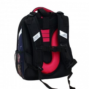 Рюкзак каркасный Probag, эргономичная спинка, «Фламинго», синий/розовый, 38 х 30 х 16 см