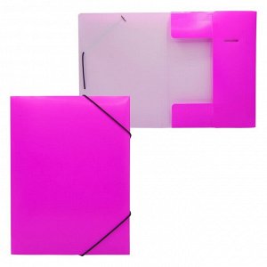 Папка на резинке А4, 500 мкм,  "Neon", корешок 30 мм, неоновая, розовая