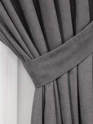 Швейный цех "Маруся" Комплект штор КАНВАС (эффект замши) цвет СЕРЫЙ: 2 шторы по 150 см