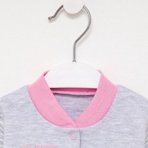 Кофточка детская «Милый енотик», цвет серый/розовый, рост 62 см