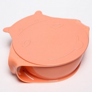 Детская тарелка Hello, Hippo! с крышкой 400 мл, цвет карамельный