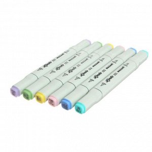 Набор двусторонних маркеров для скетчинга Mazari Lindo Pastel colors (пастельные цвета), 6 цветов
