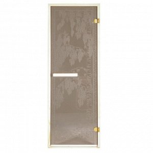 Дверь для бани и сауны стеклянная "Березка", бронза, левое открывание 190x70см, 6мм.