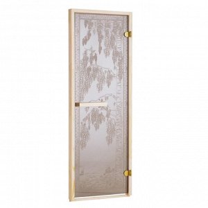 Дверь для бани и сауны стеклянная "Березка", бронза, левое открывание 190x70см, 6мм.