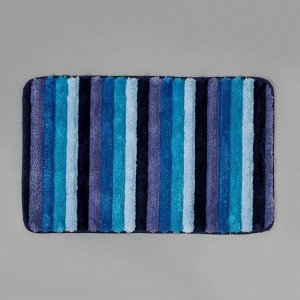 Коврик для ванны Доляна «Полосочки», 43x68 см, цвет синий
