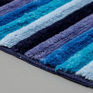 Коврик для ванны Доляна «Полосочки», 43x68 см, цвет синий