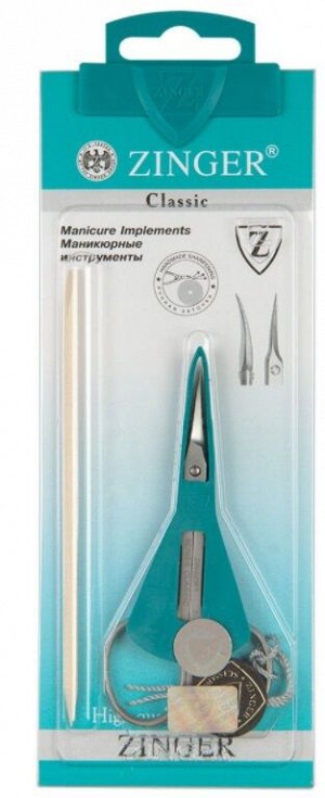 Маникюрный набор Zinger Sis-06-S. Инструмент для маникюра и педикюра. Апельсиновая палочка. Ножницы