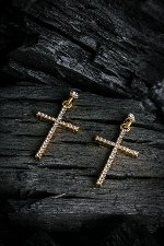Серьги кресты Тротуары Лондона с камнями #755259