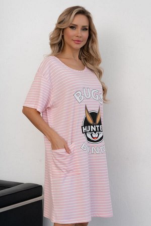 Платье-туника Bugs Bunny (розовый/полоска) Р11-556/2