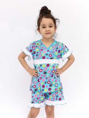 Пижама на девочку бирюзового цвета (супрем набивной)