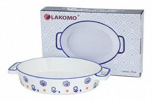 LAKOMO &quot;FLOWERS&quot; Форма для запекания 23,2х17,3х5,3см 1150мл овальная цв.белый 65021151 ВЭД