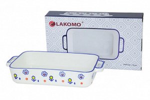 LAKOMO &quot;FLOWERS&quot; Форма для запекания 29,4х17,2х5,8см 1470мл прямоугольная, цв.белый 65031470 ВЭД