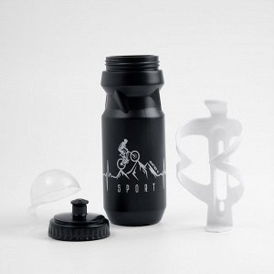 Бутылка для воды велосипедная "Мастер К.", 650 мл, с креплением, чёрная