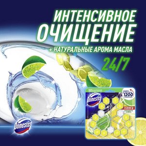 Domestos Power 5 Trio блок для унитаза Свежесть лайма, защита от микробов и налета 3x55 гр