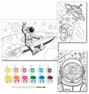Набор красок с блестками с раскрасками «Космонавты»